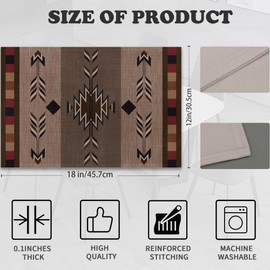 Aztec Ethnic Boho Placemats Set of 6,Abstract Geometric Heat Resistant Table Mats Washable Place Mats for Party Kitchen Farmhouse Home Dining Holiday Decor 12x18 Inch