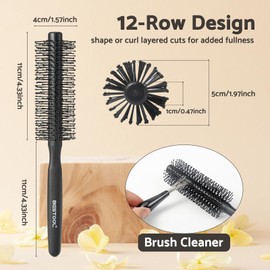 BESTOOL Small Round Hair Brush for Short Hair, Quiff Roller Round Brush for Blow Drying, Ideal for Slick Back, Bangs & Mens Beard, Professional Styling Brush for Smoothing