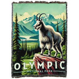 Pure Country Weavers Olympic National Park Blanket - Gift Cotton Tapestry Throw - Made in The USA - 72" x 54"