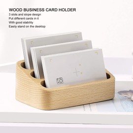 Wooden Business Card Holder, 3 Compartments, Business Card Holder, Business Card, Name Card Holder, Business Name Card, Business Cards, Storage for Office, Stand, Desk