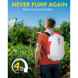 Battery Powered Backpack Sprayer 3 Gallon, Vtoeir 100 PSI Electric Graden Sprayer Works with 12.6V Battery, Weed Yard Sprayer with Telescopic Wand, 5 Nozzles, 4 Ah Battery & Charger Included