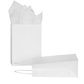 AZOWA White Gift Bags with Tissue Paper Small White Kraft Paper Bags with Handles (8.3 x 5.1 x 3.1 in, 10 Pcs)