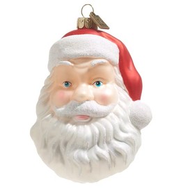 RAZ Imports EC Santa Face Blow Mold Ornament, 4-inch Height, Glass