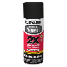 Rust-Oleum 372699 Acrylic Enamel 2X Spray Paint, 12 oz, Ultra Matte Black (Pack of 1)