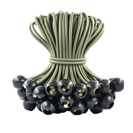 LOOGI Bungee Cord with Balls, 25Pcs 4 Inch Green Bungee Ball Cords, Heavy Duty Tarp Bungees Ties Elastic Tie Down Straps for Tarpaulin Tent Camping Pavilions Flag Marquee