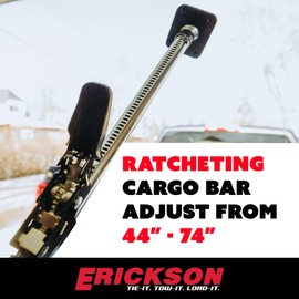 Erickson Ratcheting Cargo Bar, Adjustable from 44" to 74", Includes Rubber feet to Prevent Scratching, Great for Keeping Items Secure from Moving in Your Truck Bed