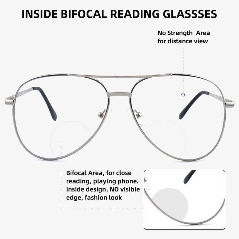 SOPHILY 3 Pack Bifocal Reading Glasses for Women Men, Aviator