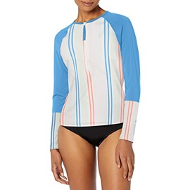 Carve Designs Women's Kona Rashguard, Sunny Stripe W. Bluebay, X-Small