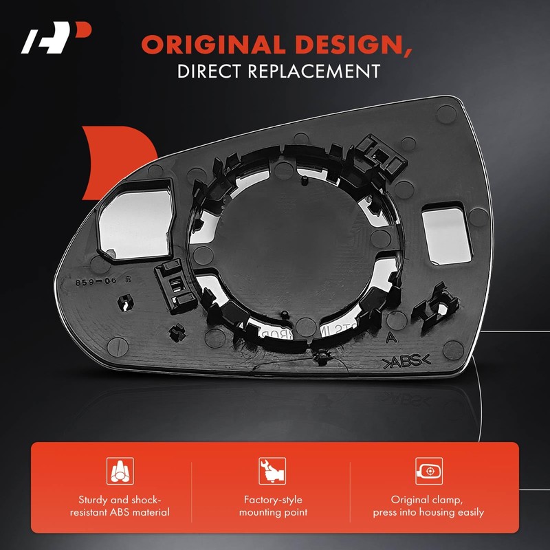 A-Premium Right Passenger Side Non-Heated Mirror Glass with Backing Plate