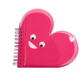 Tinc A5 Heart Shaped Wire Bound Notebook Jotterpad - Cute Bright Pink Soft Squidgy Cover - Homework and School Wirebound Pad
