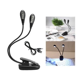OsAtNb 8 LED Music Stand Light 3modes USB Book Light White Dual Heads Clip on Battery Powered Eye Protect Reading Lamp Book Light for Bookworms&Kids Guitar Piano Keyboard Players