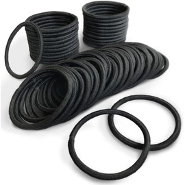 PETIT AMORE Hair Rubber Ring Rubber Hepring Band Large Capacity Set of 50 Pieces Thickness 0.2 inch (4 mm) Simple Hair Rubber Commercial Use Rich Black (100 Pieces)