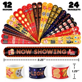 BOIKOKY 60 PCS Movie Night Party Favors Set - 36 Temporary Tattoos Sticker & 24 Slap Bracelets for Kids, Perfect for Birthday Parties, Classroom Rewards and Gifts