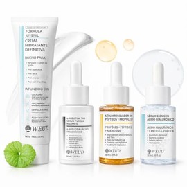 WEUD Skin Care Coreano 4 En 1 Kit, con 1 Crema Hidratante Niacinamida  1 Serum Centella Asiatica  1 Suero Arbutina  1 Suero Pptidos Propleo, Crema y  