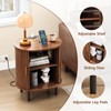 ONBRILL Oval End Table with Storage & Charging Station, Fluted