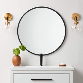 Better Bevel 30” x 30” White Rubber Framed Mirror | Round Bathroom Wall Mirror