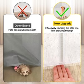 Reinforced 42” Tall x 100” Extra Wide Retractable Baby Gate for Large Openings Tall Baby Gates for Dogs Pet Gate with Rods to Prevent Crawling Through, Extra Wide Mesh Dog Gate, White
