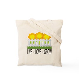 CafePress Live Love Grow Tote Bag Reusable Natural Beige Canvas Shopping Bag