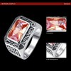 Bonlavie 925 Sterling Silver Rings Band Emerald Cut Created Morganite