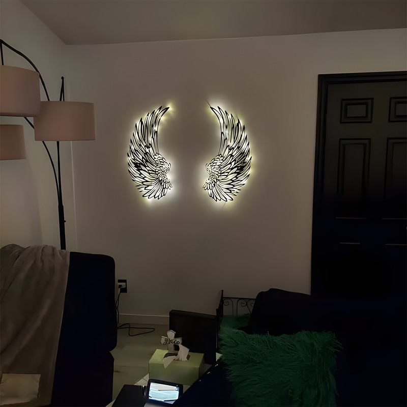 1 Pair Angel Wings Metal Mural Wall Sculpture Decor for
