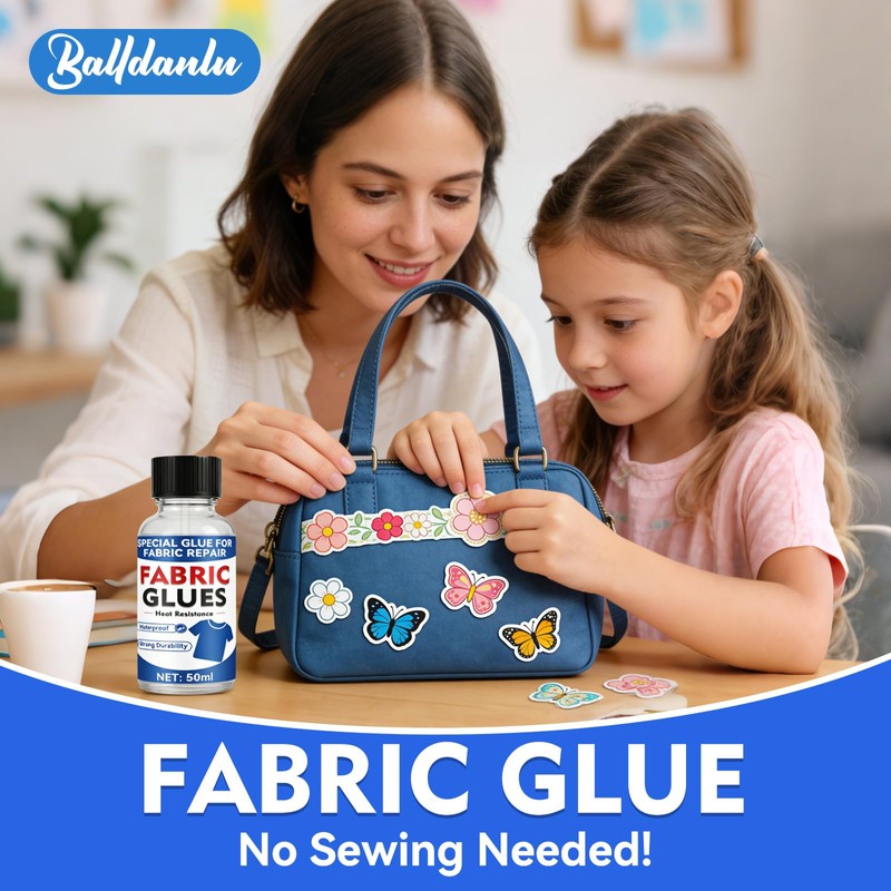 Fabric Glue Permanent, Washable Clear Glue for Clothing Patch, Liquid,