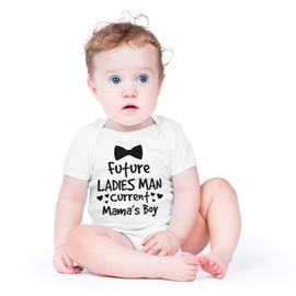 AW Fashions Future Ladies Man, Current Mama's Boy Baby Bodysuit Funny Cute Newborn Adorable Clothing Boys (6 Months, White)