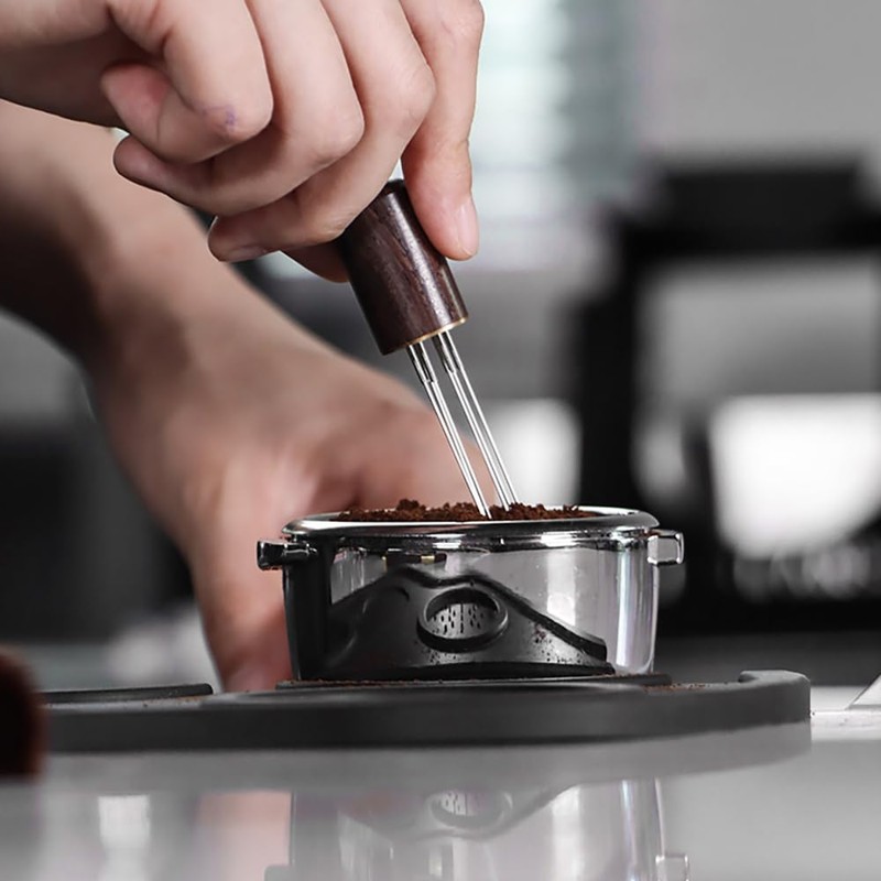 Tongke WDT Wooden Espresso Distribution Tool, Stainless Steel Needle Distributor,