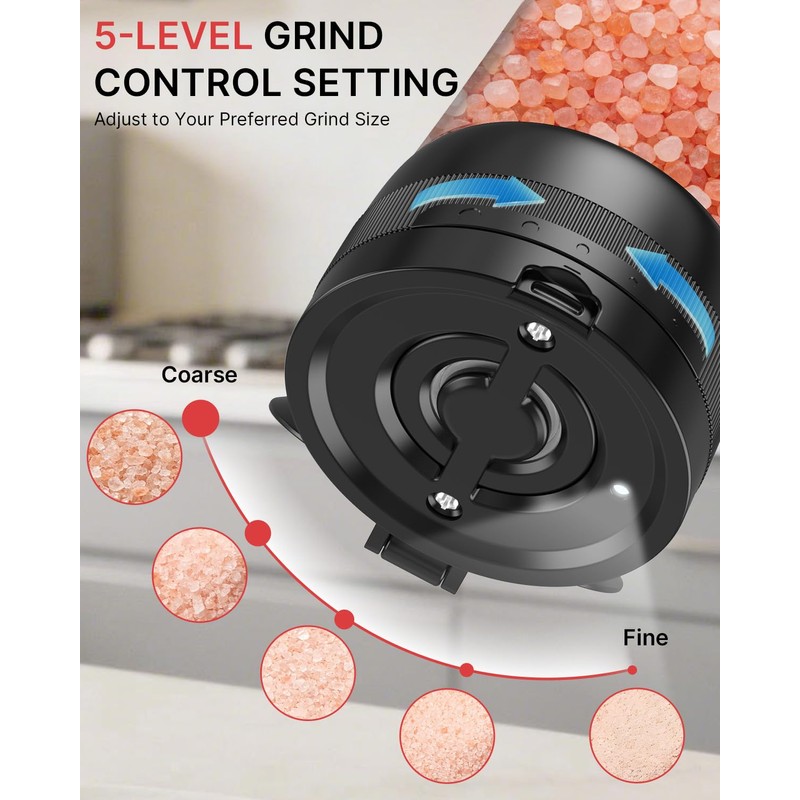 2Packs Electric Salt and Pepper Grinder Set with Digtal Display