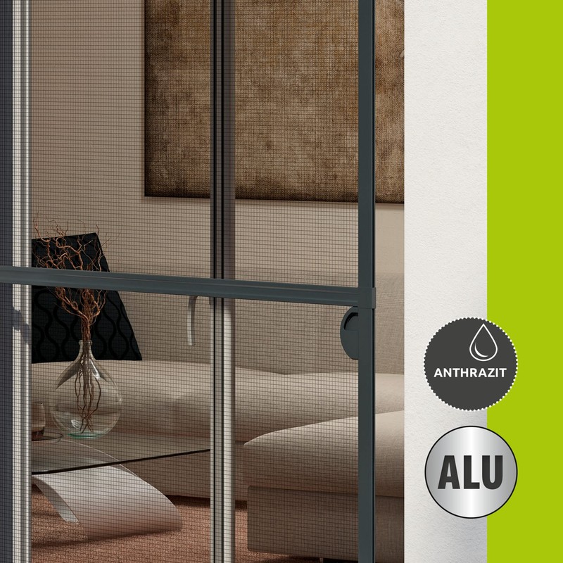 Windhager Fly Screen Aluminium Handle Set One Piece Anthracite Tenter