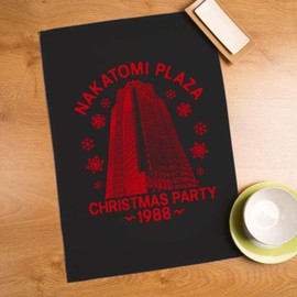 SMARTYPANTS Nakatomi Plaza Christmas Tea Towel - Novelty Festive Merry Xmas Eve Work Party 1988 Action Thriller Detective Classic Movie Film Kitchen Home Gift Present (Black Prime)