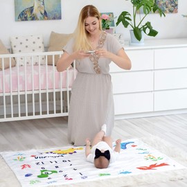 KEMINA BLANKETS Baby Monthly Milestone Blanket Boy - Milestone Blanket for Baby Boy Includes Marker Pieces, Baby Milestone Blanket for Boy or Girl, Month Milestones Blanket Baby Shower (Dinosaur)