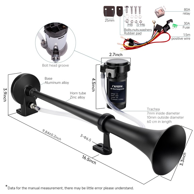 FARBIN 12V 150db Air Horn kit, Train Horn for Car,