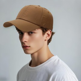 Waterproof Baseball Cap Breathable UPF50+ Caps for Men Women Outdoor Sport Adjustable Rain Quick Dry Hat Light Brown