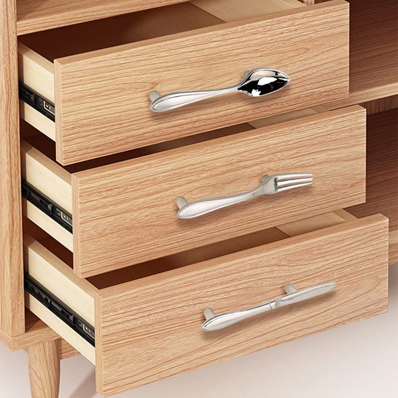 CENGOOD 3-Pack Cabinet Pulls Spoon Knife Fork Shape Door Handles