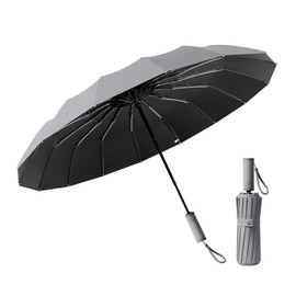 折りたたみ傘 晴雨兼用傘【頑固な16本骨】日傘 雨傘 軽量 大きいサイズ ワンタッチ自動開閉 遮光遮熱 uvカット 濡れない 軽くて丈夫 紫外線遮断 耐久 シンプル プレゼント 風に強い 父の日 母の日 (グレー)