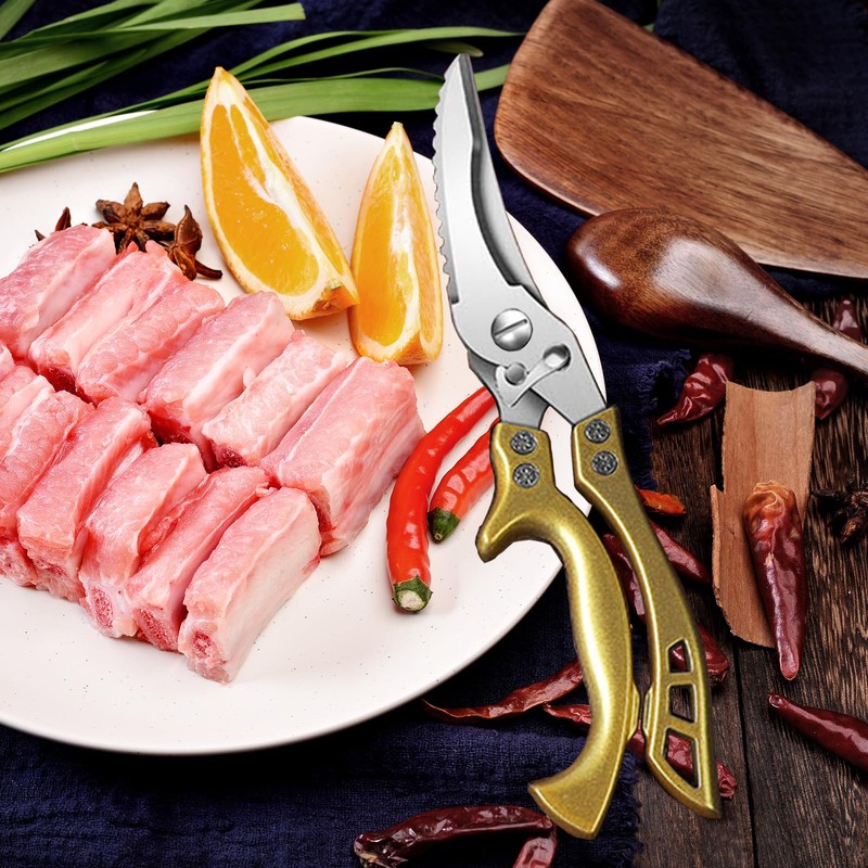 ANDONG Heavy Duty Kitchen Poultry Shears with Serrated Edge, Spring