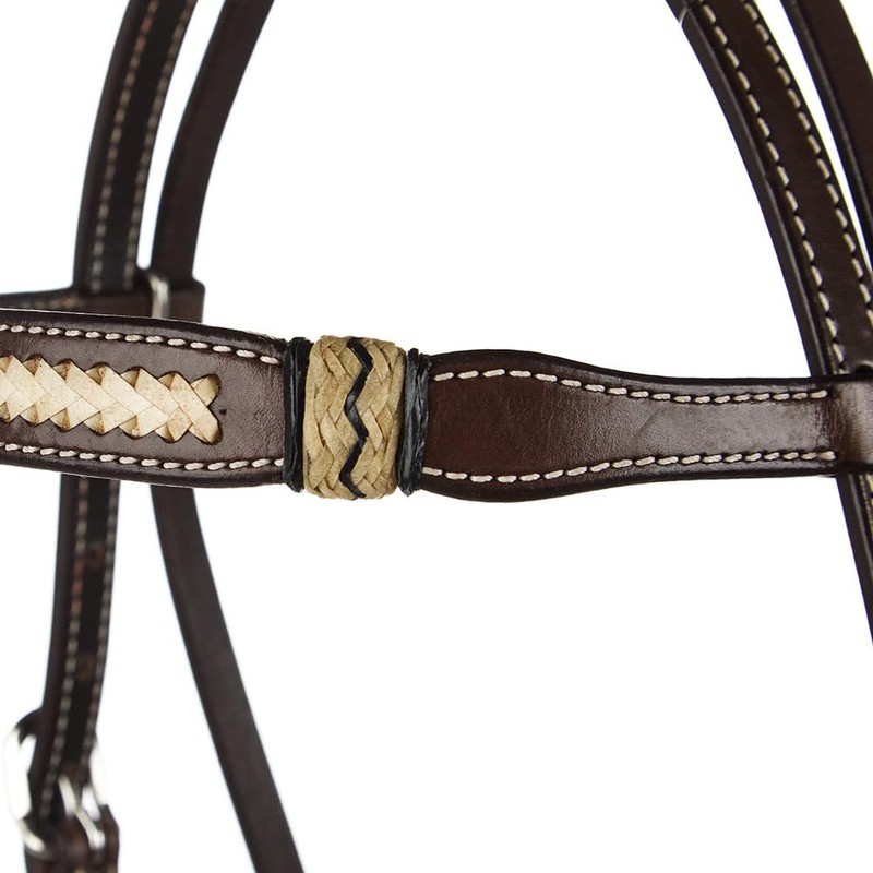 Western Direct Braided Rawhide Chocolate Browband Headstall