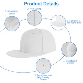 BSBUY Baseball Cap Unisex Leisure Baseball Cap Men Women Adjustable Cap Summer with Visor Sun Protection Sun Hats Baseball Cap Mesh Hats Sun Hat for Outdoor Fishing Running Golf Travel Camping, White