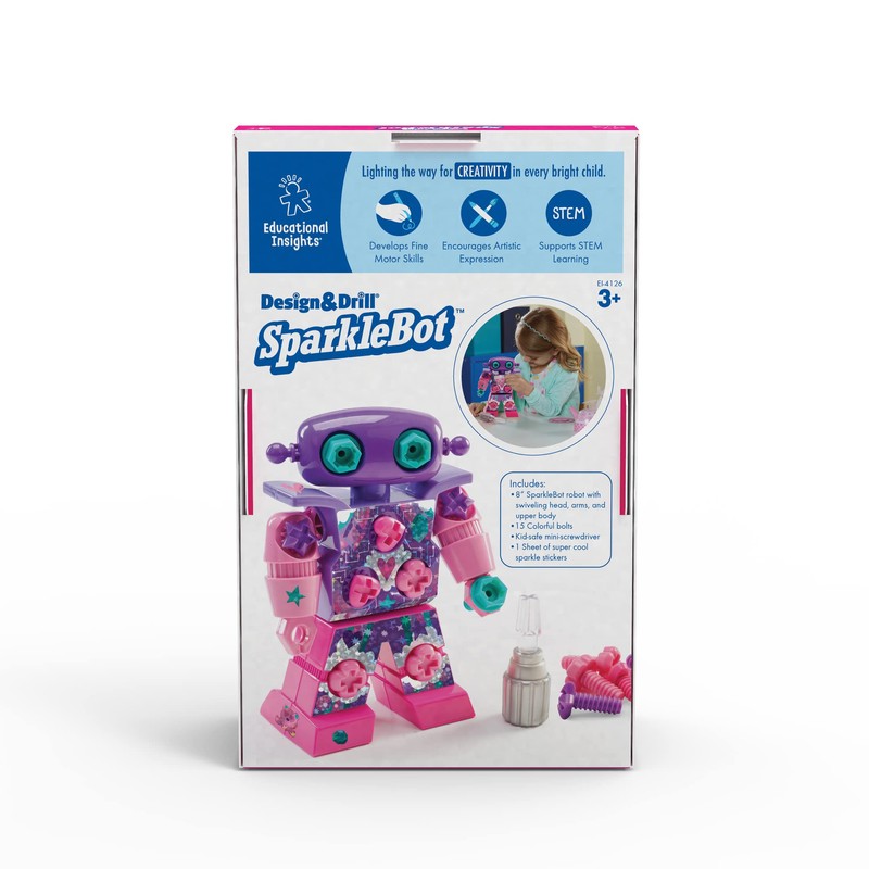 Educational Insights Design & Drill Sparklebot Robot Toy, 23-Piece Set,