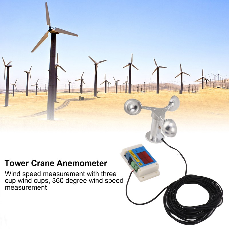 Wind Speed Alarm Device 3 Fan Blades Tower Crane Anemometer