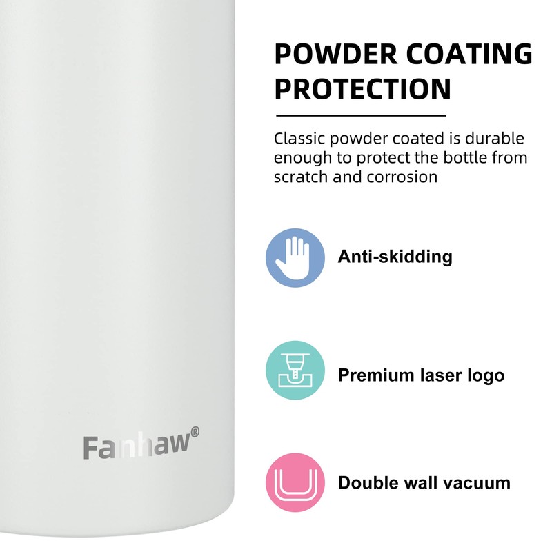 Fanhaw 24 Oz Stainless Steel Insulated Sports Water Bottles with