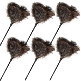 Retractable Feather Duster Ostrich Feathers Anti-Static Reusable Eco-Friendly Handheld Cleaning for Keyboard Home Car Officecolor: Style B - 6 Pcs