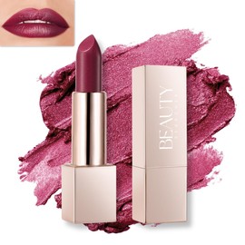 Beauty Searcher Metallic Shine Lipstick, High Impact Lipcolor with Moisturizing Creamy Formula, Vegan & Cruelty-Free, Smooth Full-Coverage Lipstick with a Full Matte Finish (02# Guilty Brown)