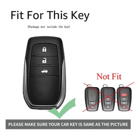 ontto 3 button Key Fob Cover Fit for Toyota Harrier Hilux Land Cruiser 200 Series Mirai Mark X 250G Yaris Cross Alloy Leather Smart Key Shell case keyring Key holder keychain accessories Red B