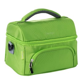 Bentgo® Deluxe Lunch Bag - Durable and Insulated Lunch Tote with Zippered Outer Pocket, Internal Mesh Pocket, Padded and Adjustable Straps, & 2-Way Zippers - Fits All Bentgo Lunch Boxes (Green)