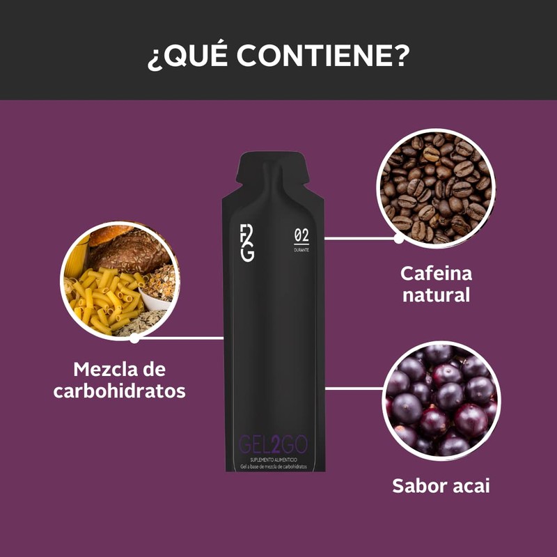 Gel energético Fuel 2 Go sabor ACAI/Caja con 20 sobres