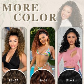 AISI BEAUTY Curly Drawstring Ponytail Extensions for Women - 20 Inch Long Curly Ponytail Clip-In, Natural Synthetic Hair for Daily Use (ZZT1B/27)