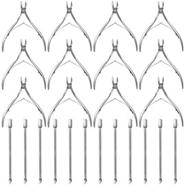 12 Pcs Professional Cuticle Trimmer, Stainless Steel Cuticle Nippers Professional Heavy Duty Pedicure Manicure Nail Care Tool Durable Dead Skin Clipper for Fingernails and Toenails