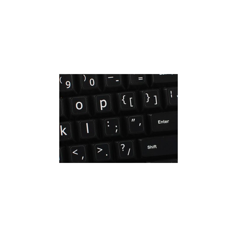 English US Large Lower CASE Non-Transparent Stickers ON Black Background