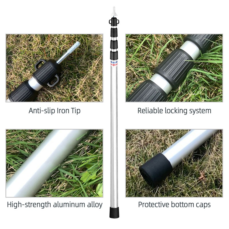 Telescoping Tarp Poles Adjustable Camping Tent Poles Portable Lightweight Aluminum